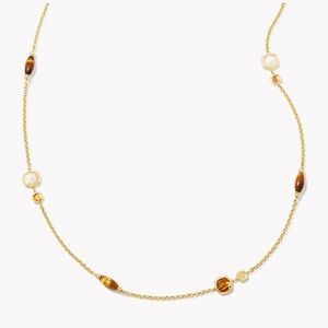 Kendra Scott Monica Gold Long Strand Necklace in Brown Mix NWT